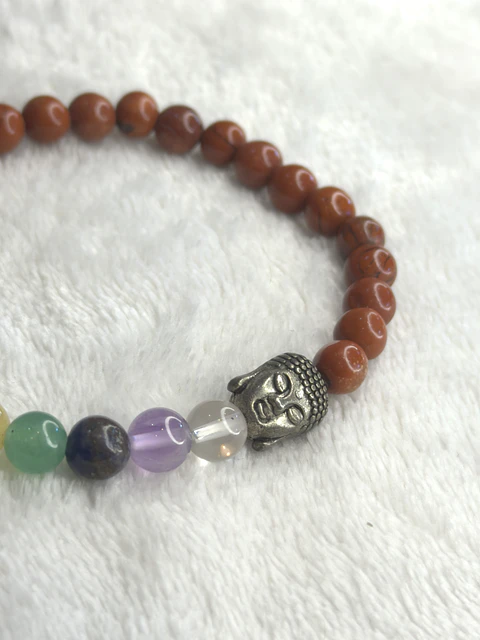 Pulseira de Jaspe Vermelho e 7 Chakras 4 mm – Limpeza Energética