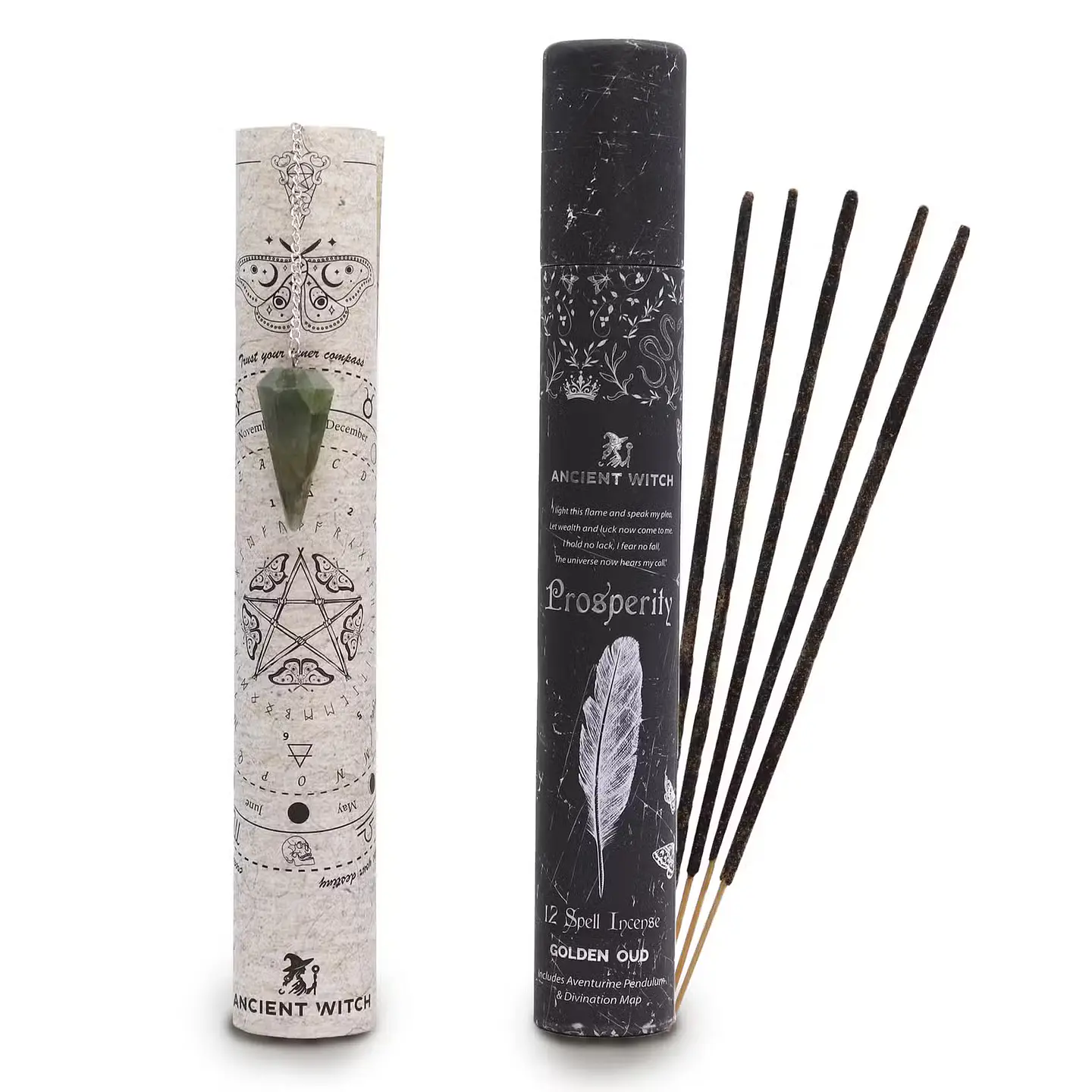 Incenso Ancient Witch com Pêndulo de Aventurina – Prosperidade 1