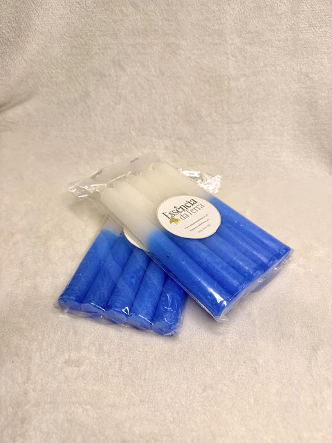 Vela Azul e Branca 14cm – Paz e Calma