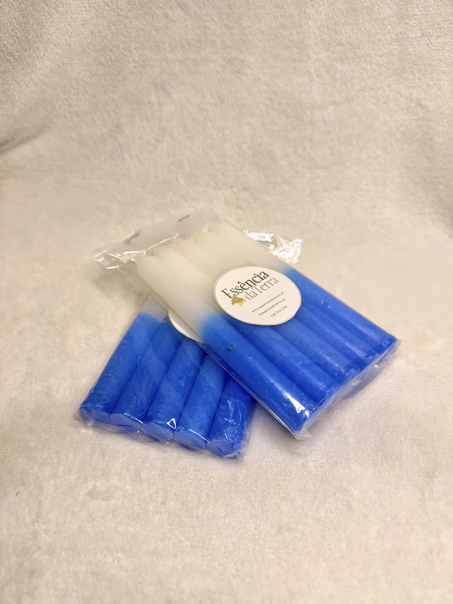Vela Azul e Branca 14cm – Paz e Calma 2