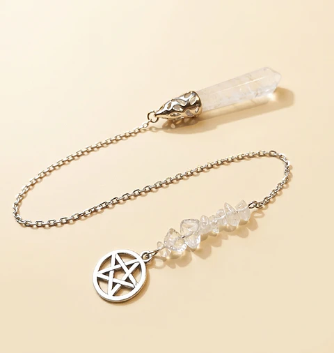 Pêndulo de Quartzo com Pentagrama – Intuição