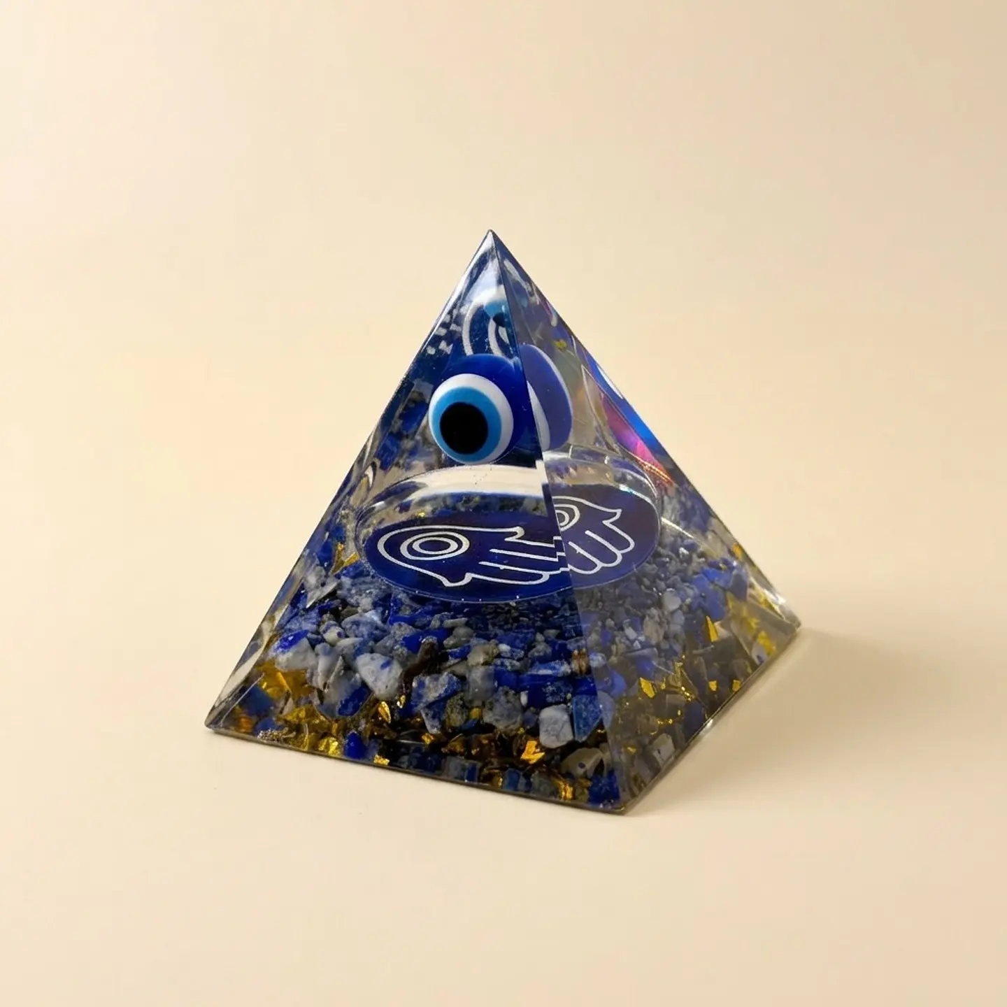 Pirâmide de Orgonite Mão de Fátima e Olho Turco – Proteção do Lar 2