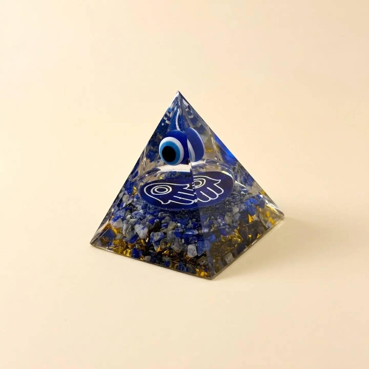 Pirâmide de Orgonite Mão de Fátima e Olho Turco – Proteção do Lar 1