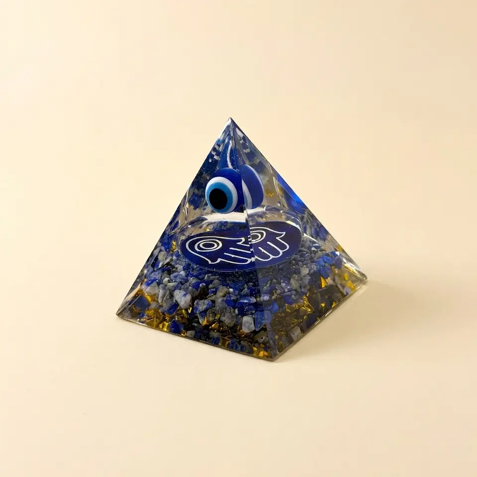Pirâmide de Orgonite Mão de Fátima e Olho Turco – Proteção do Lar 1