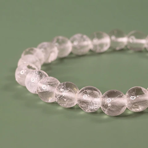 Pulseira de Cristal de Quartzo 8 mm – Limpeza Energética