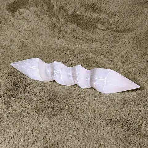 Varinha de Selenite Biterminada 15cm – Limpeza Energética