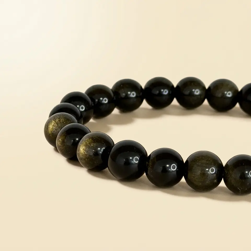 Pulseira de Obsidiana Dourada 8mm – Proteção 3