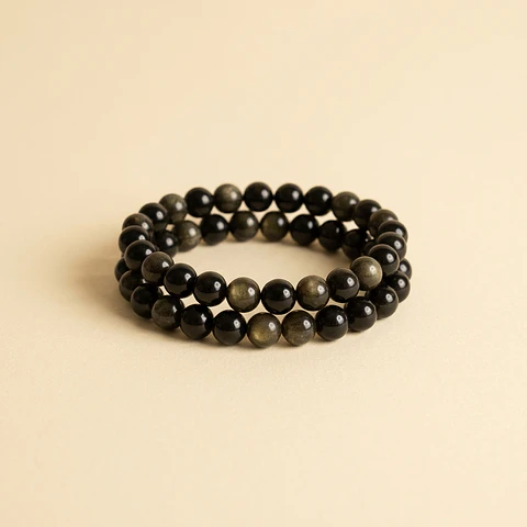 Pulseira de Obsidiana Dourada 8mm – Proteção