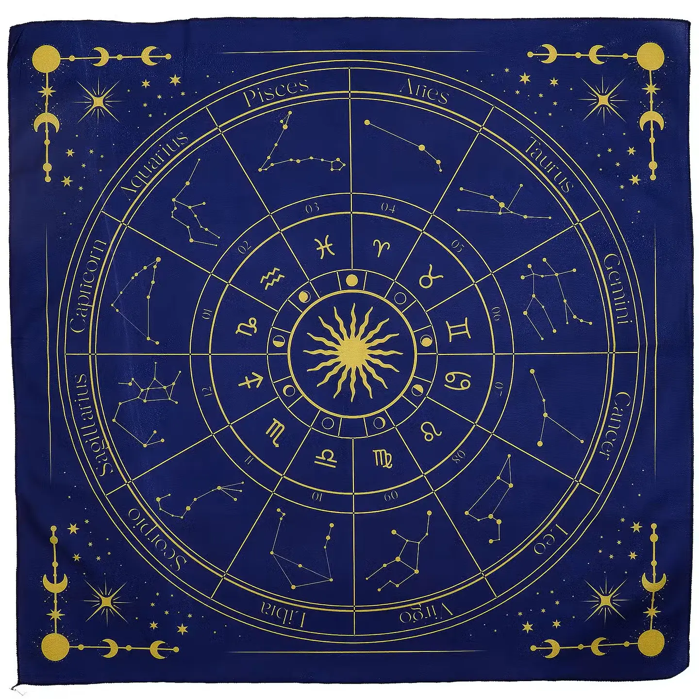 Pano de Leitura de Tarot Roda Astrológica 75x75 cm – Autoconhecimento e Intuição 1