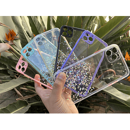 carcasa transparente degrades brillitos con cubre camara iphone 11 pro max