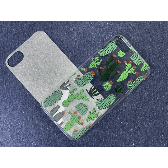 Carcasa transparente o brillitos (doble funcion), con diseños para iphone 6 / 7 / 8 / SE2020