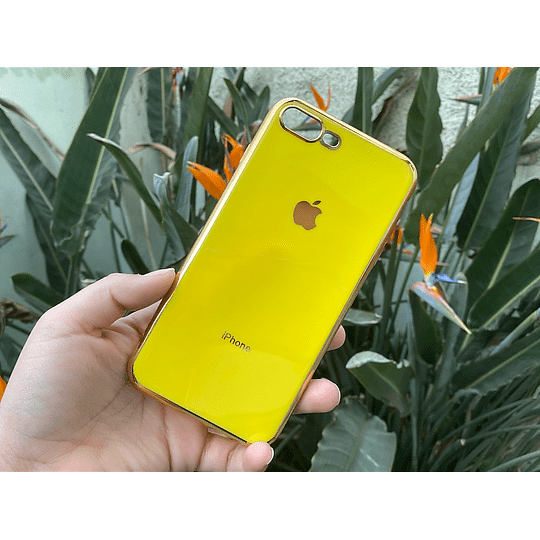 Carcasa efecto metalizada silicona iphone 7/8 PLUS AMARILLO