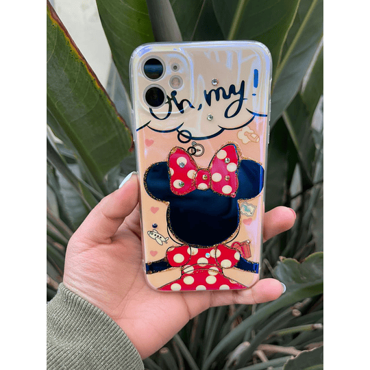 Carcasa brillos minnie, daisy espalda iphone 11