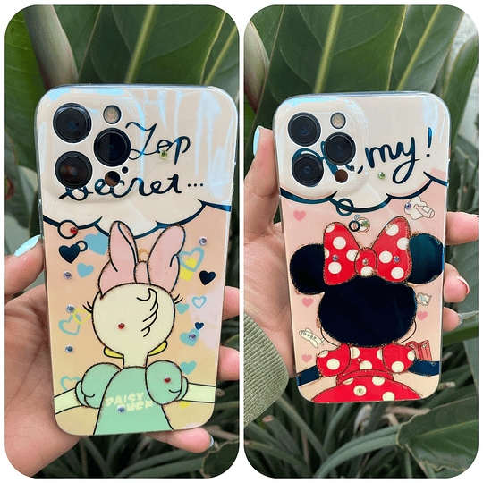 Carcasa brillos minnie, daisy espalda iphone 11 pro max