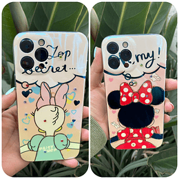 Carcasa brillos minnie, daisy espalda iphone 12 pro