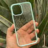 Carcasa Transparente Brillito  Estrellas con Borde Color iPhone 12 pro max