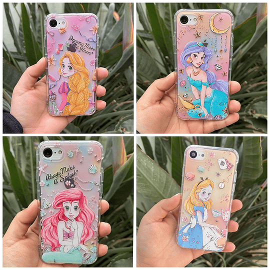 Carcasa princesas transparente con efecto colores iphone 6 / 6s