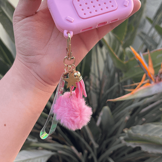 Carcasa telefono BARBIE Rosa iphone Xs max (Incluye pom pom)