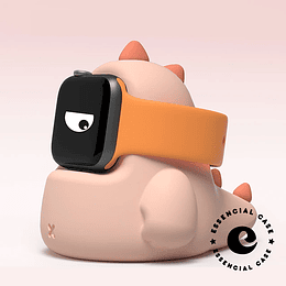 Soporte de cargador con forma de dinosaurio para Apple watch rosa