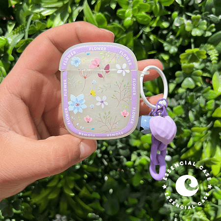 Funda airpods gen 1 - 2 diseño flores lila