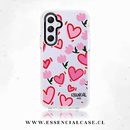 Carcasa para Samsung serie S diseño corazon flores rosas