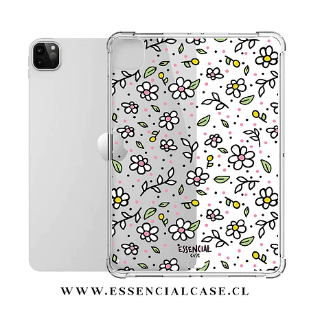 Carcasa iPad transparente SIN ranura diseño flores pequeñas 