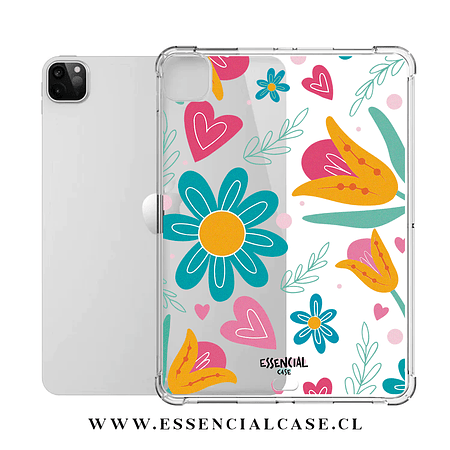 Carcasa iPad transparente SIN ranura diseño flores primavera 