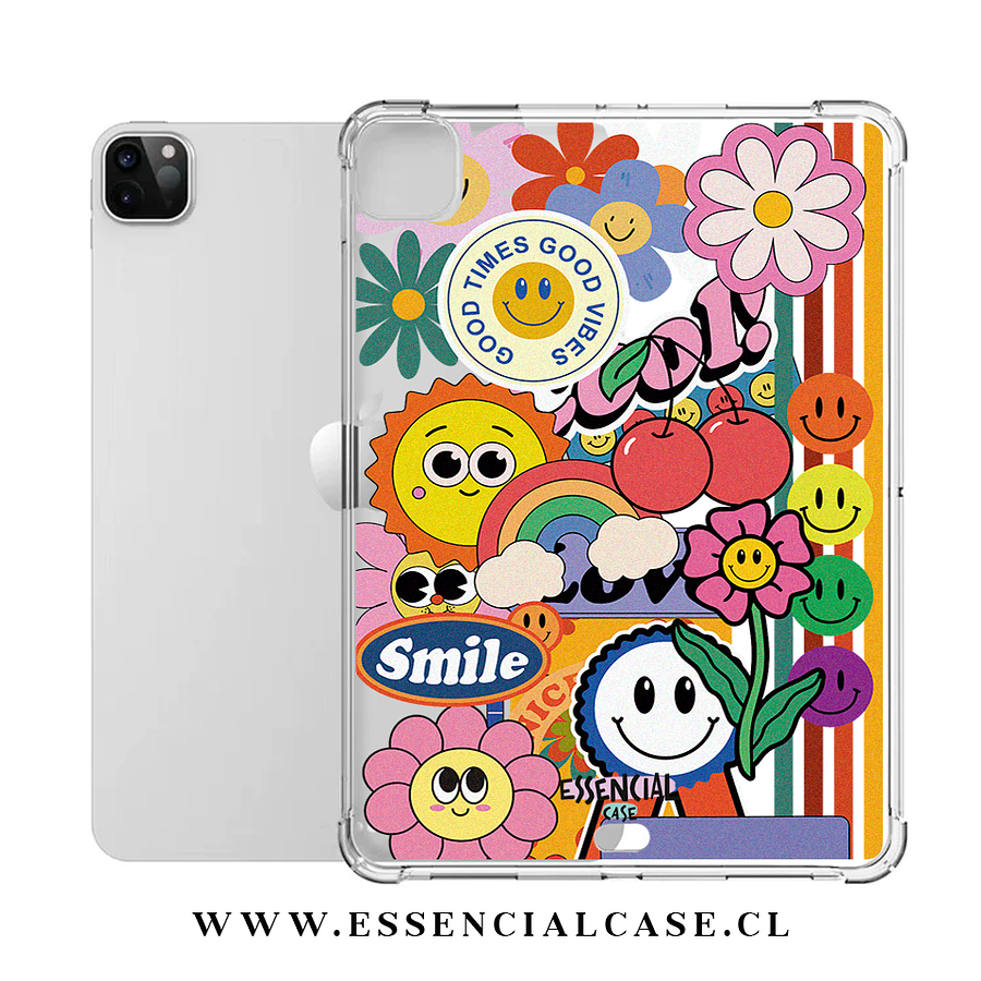 Carcasa iPad transparente SIN ranura diseño sticker flower