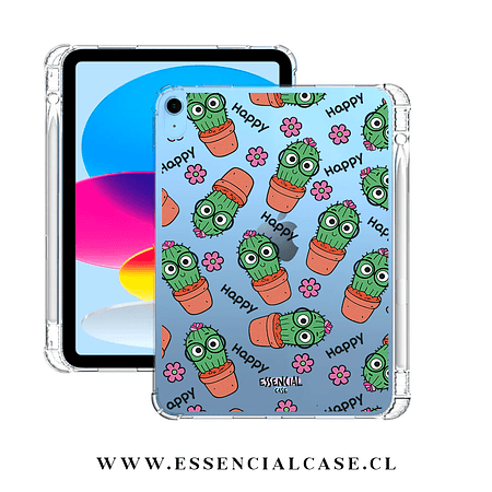 Carcasa iPad transparente CON ranura diseño Cactus happy