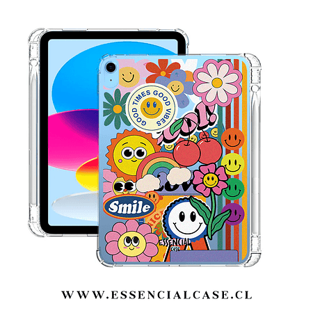 Carcasa iPad transparente CON ranura diseño sticker flower 