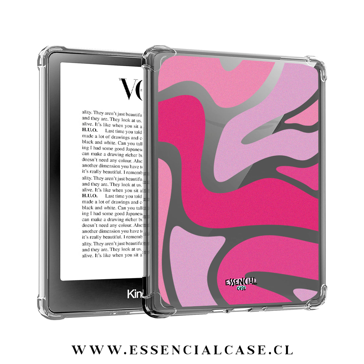 Carcasa transparente Kindle - Kobo diseño abstactros rosas