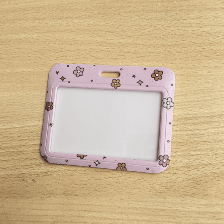 Porta credencial flores rosado 