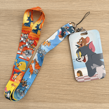 Lanyard + porta credencial Tom y jerry 