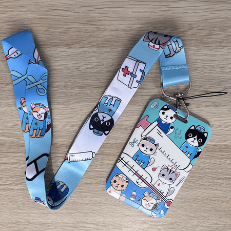 Lanyard + porta credencial Gatos