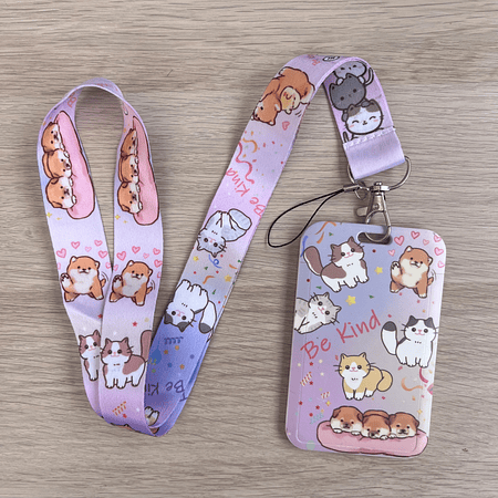Lanyard + porta credencial Gatos 