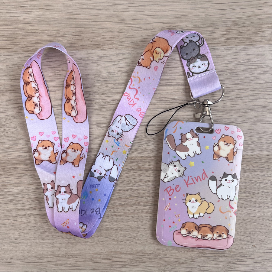 Lanyard + porta credencial Gatos 