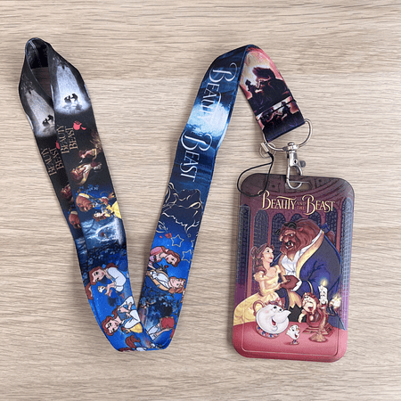 Lanyard + porta credencial La Bella y la Bestia 