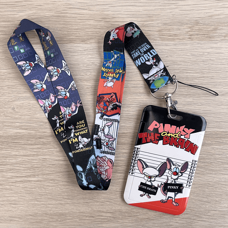 Lanyard + porta credencial Pinky y Cerebro