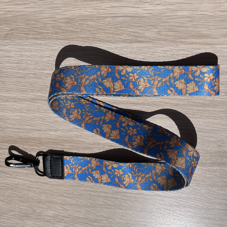 Lanyard Flores Azul y Naranjo 