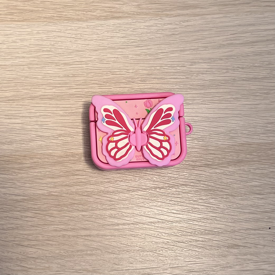 Funda airpods gen. 1 y 2 diseño “Mariposa rosada”