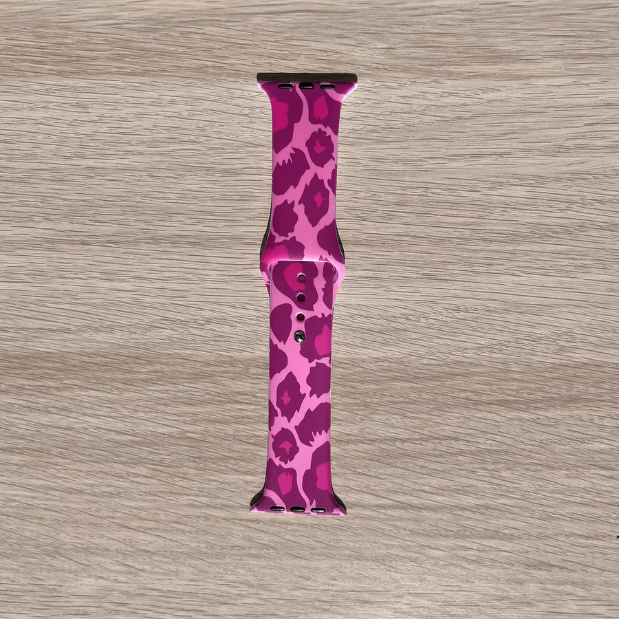 Correa Apple Watch diseño animal print rosado 42- 44- 45 mm