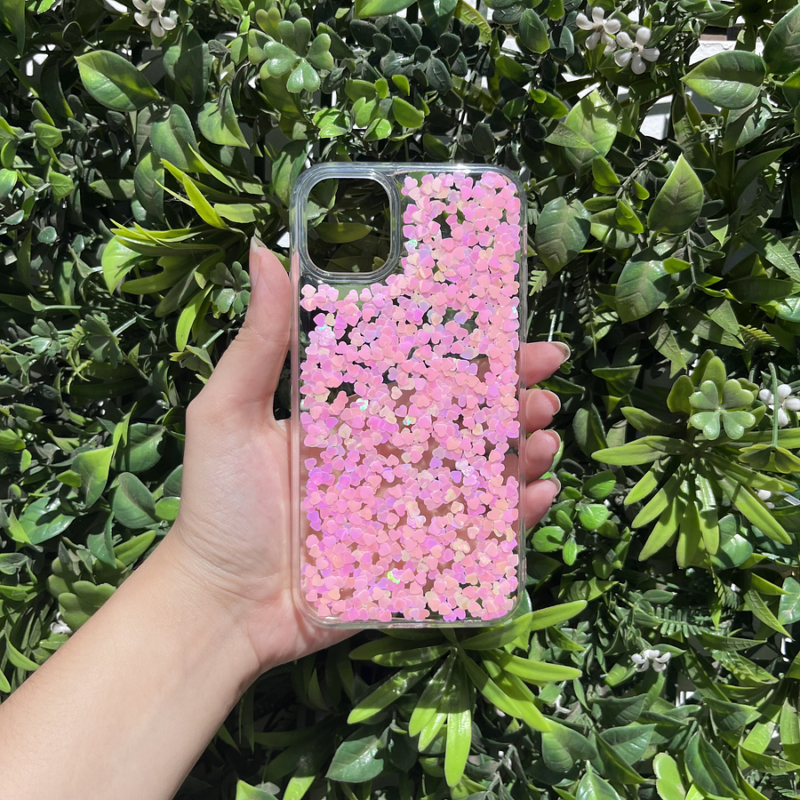 Carcasa Iphone 11 diseño Corazones rosados tornasol
