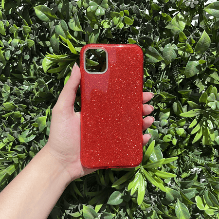 Carcasa Iphone 11 diseño Rojo brillos 