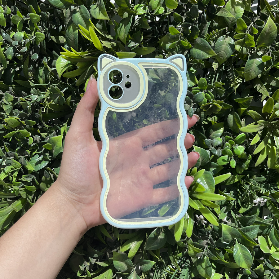 Carcasa Iphone 11 diseño Gato con bordes turquesa 