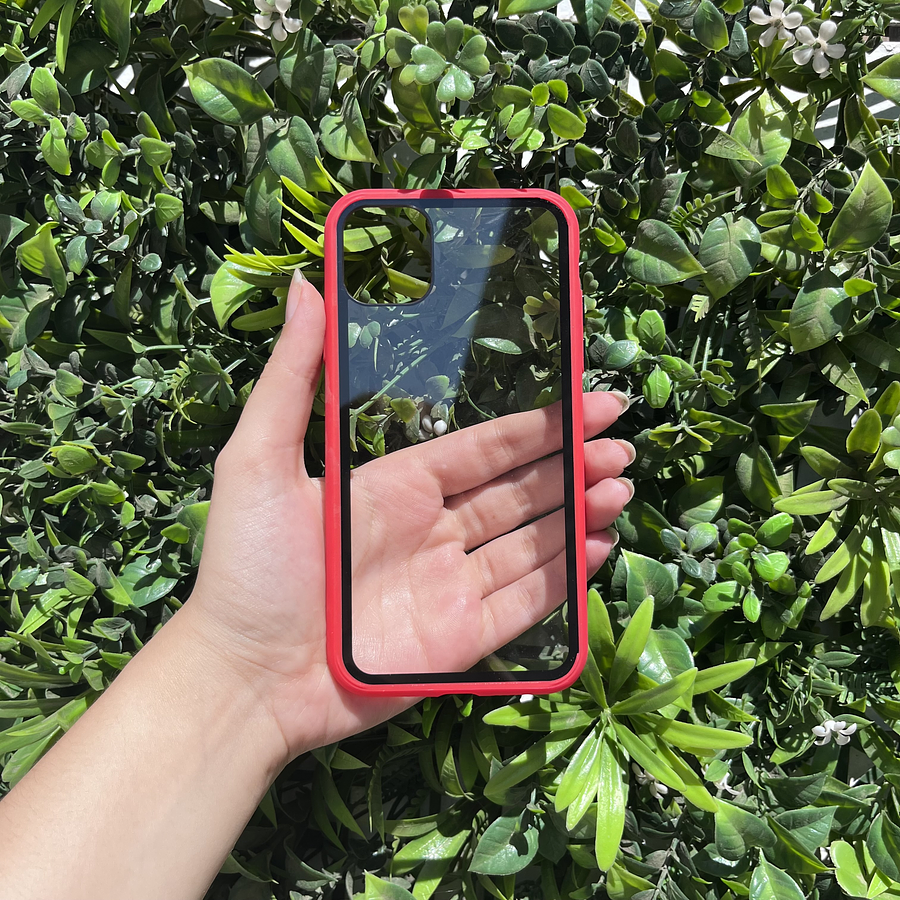 Carcasa Iphone 11 diseño Transparente con bordes rojos