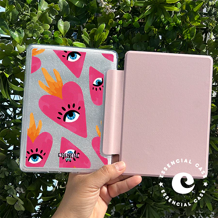 Carcasa KINDLE transparente con tapa diseño corazon corona