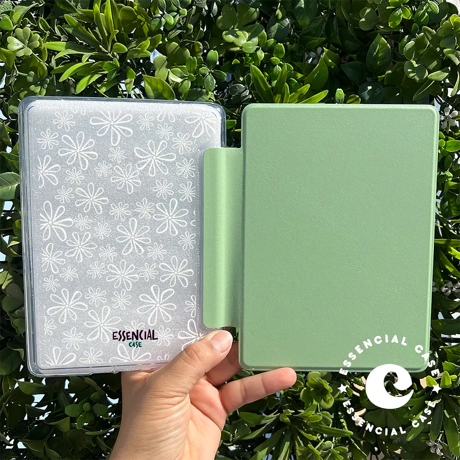 Carcasa KINDLE transparente con tapa diseño flores trazo