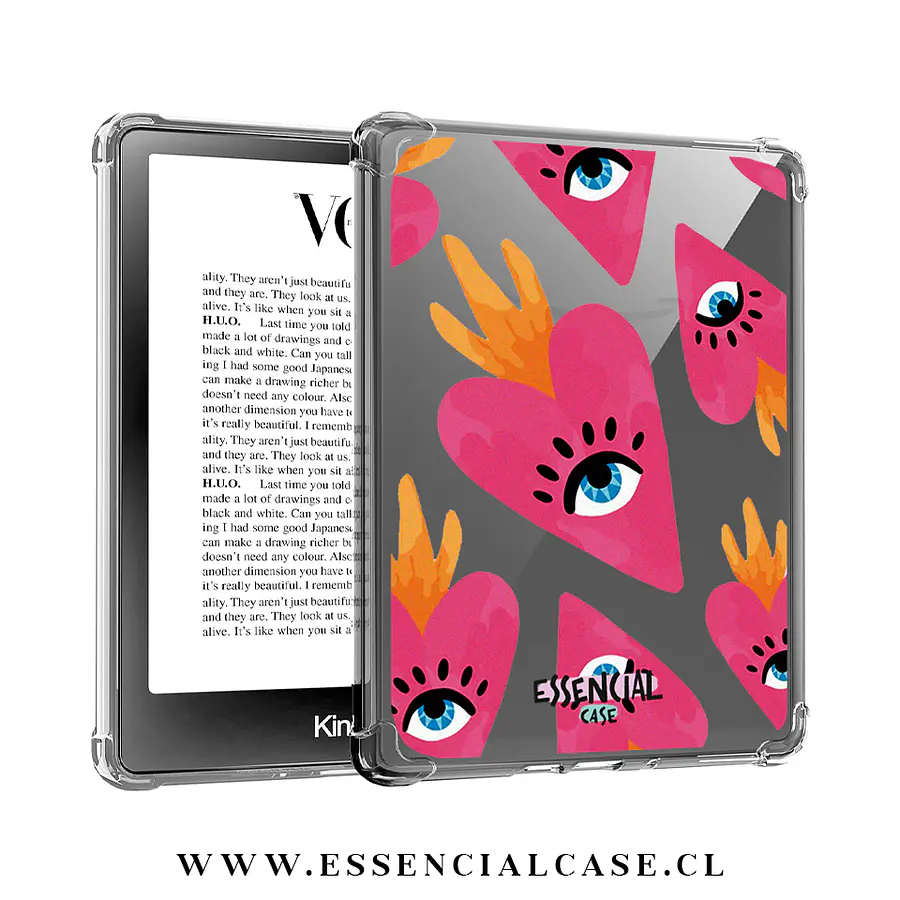 Carcasa transparente Kindle - Kobo diseño corazon corona