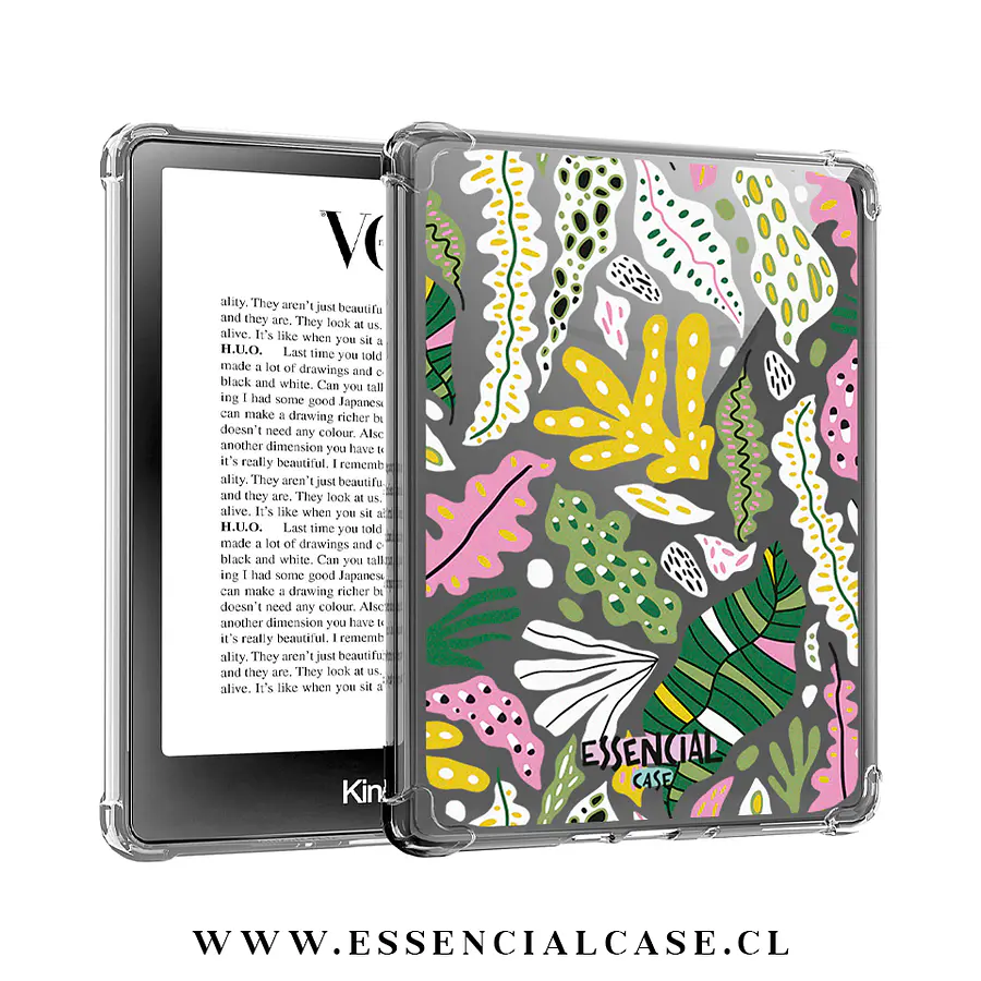 Carcasa transparente Kindle - Kobo diseño crazy flower pink