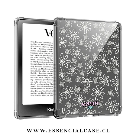 Carcasa transparente Kindle - Kobo diseño flores trazo dibujo
